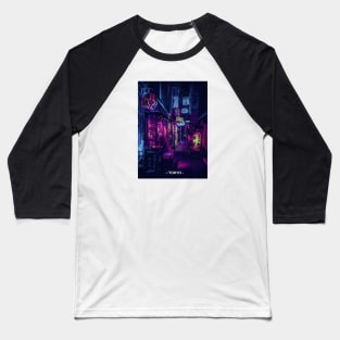Tokyo Street Neon Synthwave Baseball T-Shirt